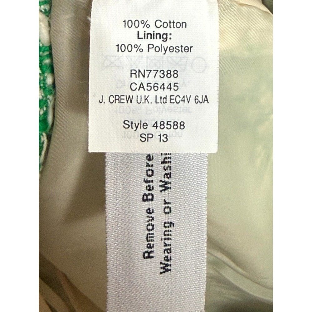J.Crew No. 2 Pencil Skirt Womens 00 Green Cotton Tweed Back Zip Slit Office Wear - Picture 8 of 8